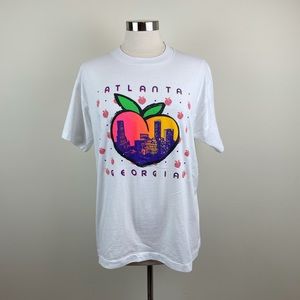Vintage 1990 Single Stitch Atlanta Georgia Peach Fruit Of The Loom Tee Shirt